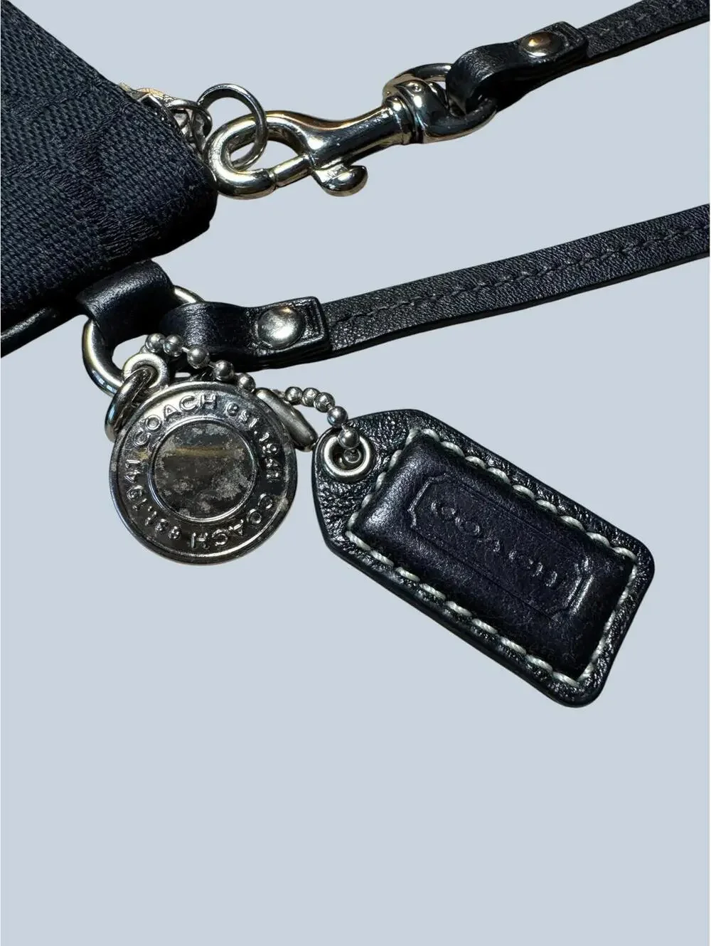 Coach Black Signature Canvas Wristlet with Leather Strap